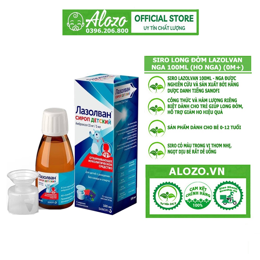 Siro long đờm Lazolvan Nga 100ml (Ho Nga) (0m+)