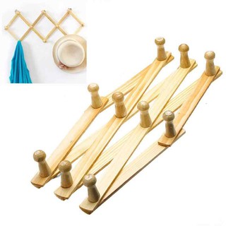 ❌SHIP 0Đ❌Móc Treo Quần Áo Bằng GỖ Tự Nhiên Treo Tường, Gấp Gọn