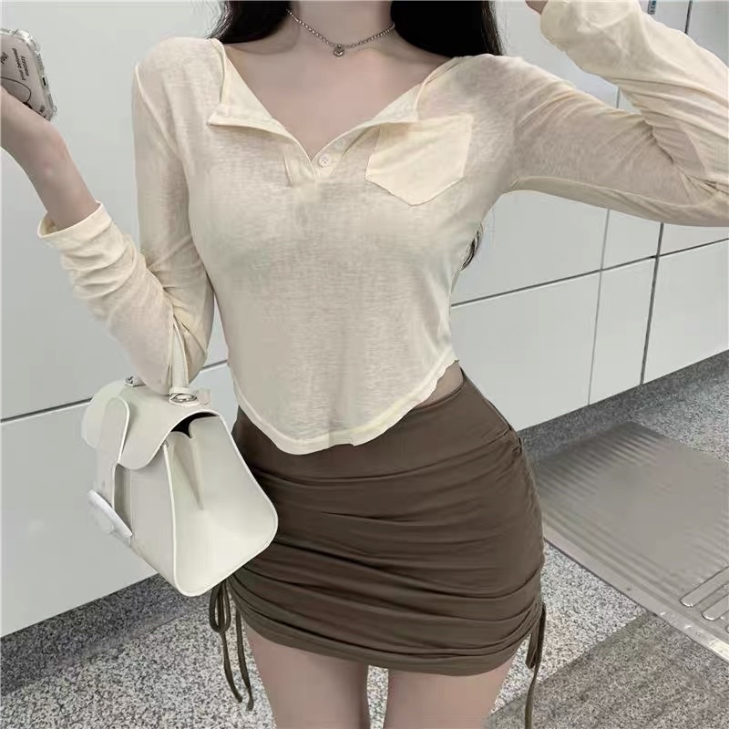 Chân váy dây rút cạp cao sexy