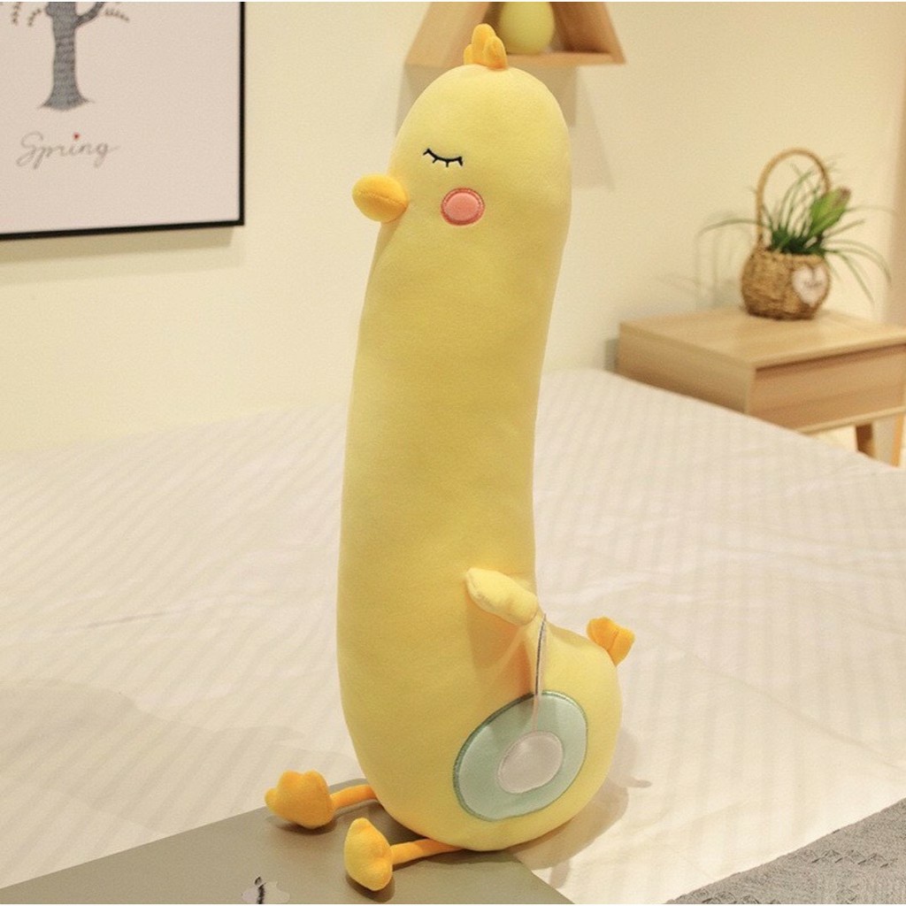 Gấu Bông Con Vịt Vàng , Gối Ôm Hình Thú Con Gà ,Con Vịt Vàng, Hàng Cao Cấp 2 Lớp Kích Thước 80Cm- 1M