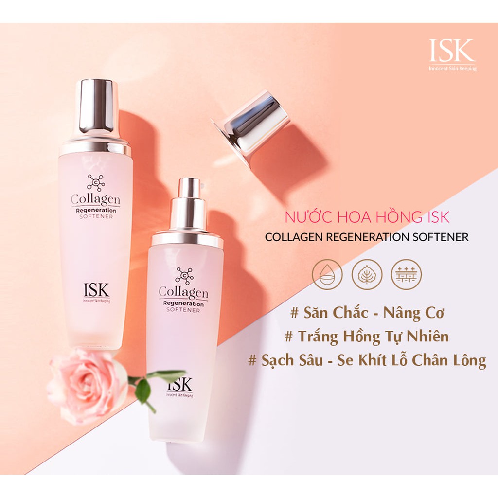 Combo Nước Hoa Hồng + Kem Dưỡng Săn Chắc Và Làm Trắng Da ISK Collagen Regeneration (130ml + 55g)