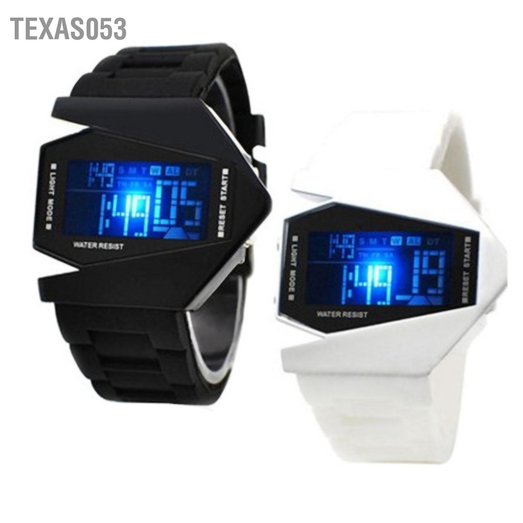 Texas053 Đồng hồ máy bay kỹ thuật số đa chức năng Unisex LED đầy màu sắc cho phụ nữ và nam giới