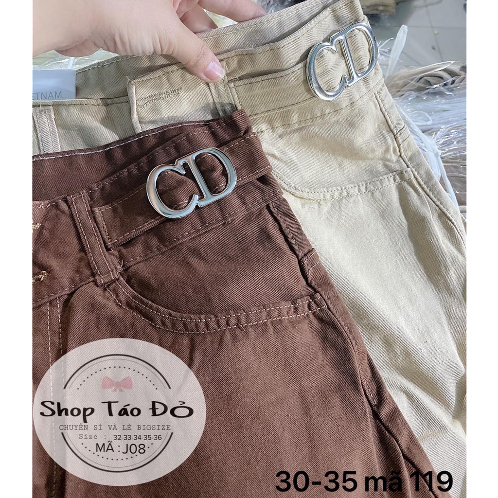 (TÁO ĐỎ BIGSIZE 55-90KG) Quần kaki nữ dáng baggy, siêu lưng cao basic 3 màu nhấn eo CD J08 ( ảnh thật shop chụp )