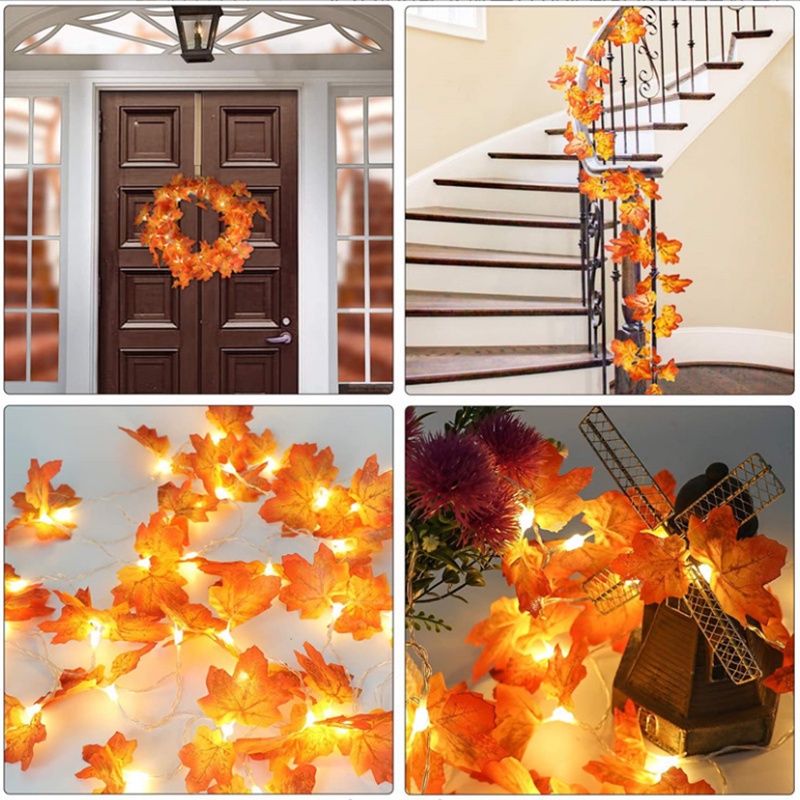 Dây lá giả - Dây lá phong đỏ nhân tạo  trang trí tường nhà, cửa tiệm, decor studio chụp ảnh...