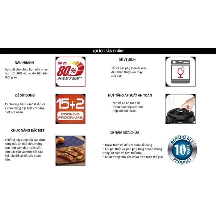 Nồi áp suất điện Tefal Home Chef 6.0L CY601868- Hàng chính hãng