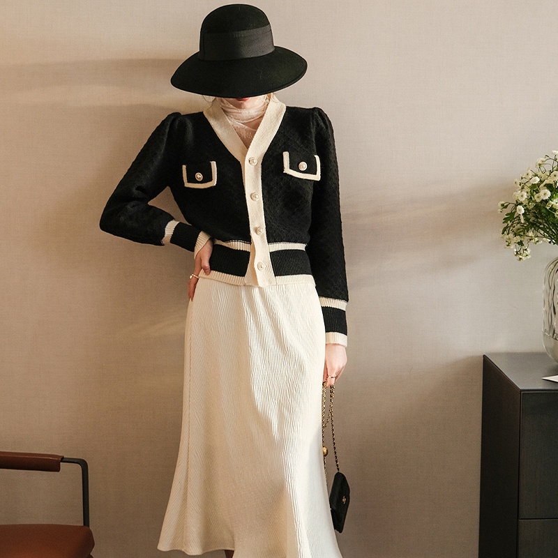 SUXI Áo khoác cardigan cổ chữ v thiết kế mới phong cách mùa thu thời trang cho nữ