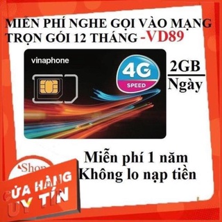 Sim 4g 2g/ngày, miễn phí 1 năm
