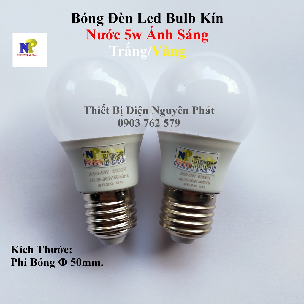 Bóng Đèn Led Bulb Kín Nước 5w Ánh Sáng Trắng/Vàng