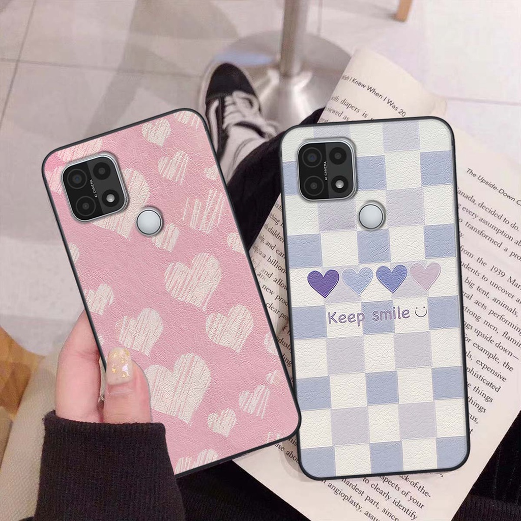 Ốp Oppo A15 / A15s caro trái tim cá tính, thời trang siêu đẹp, siêu phong cách