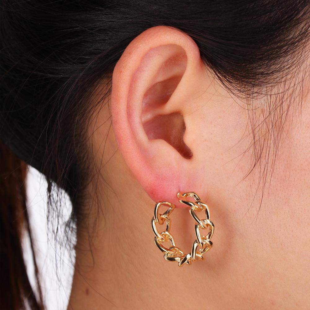 Khuyên Tai Kim Loại Thiết Kế Tối Giản Dạng Vòng