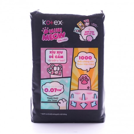 Lốc 8 gói băng vệ sinh Kotex Mini Meow siêu mềm 24cm (Gói 8 miếng)