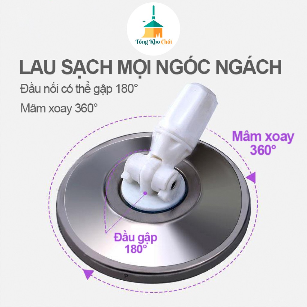 Cây lau nhà tự vắt tay cán inox thông minh có thể tự tháo rời và bông lau nhà thấm hút chính hãng Pulito