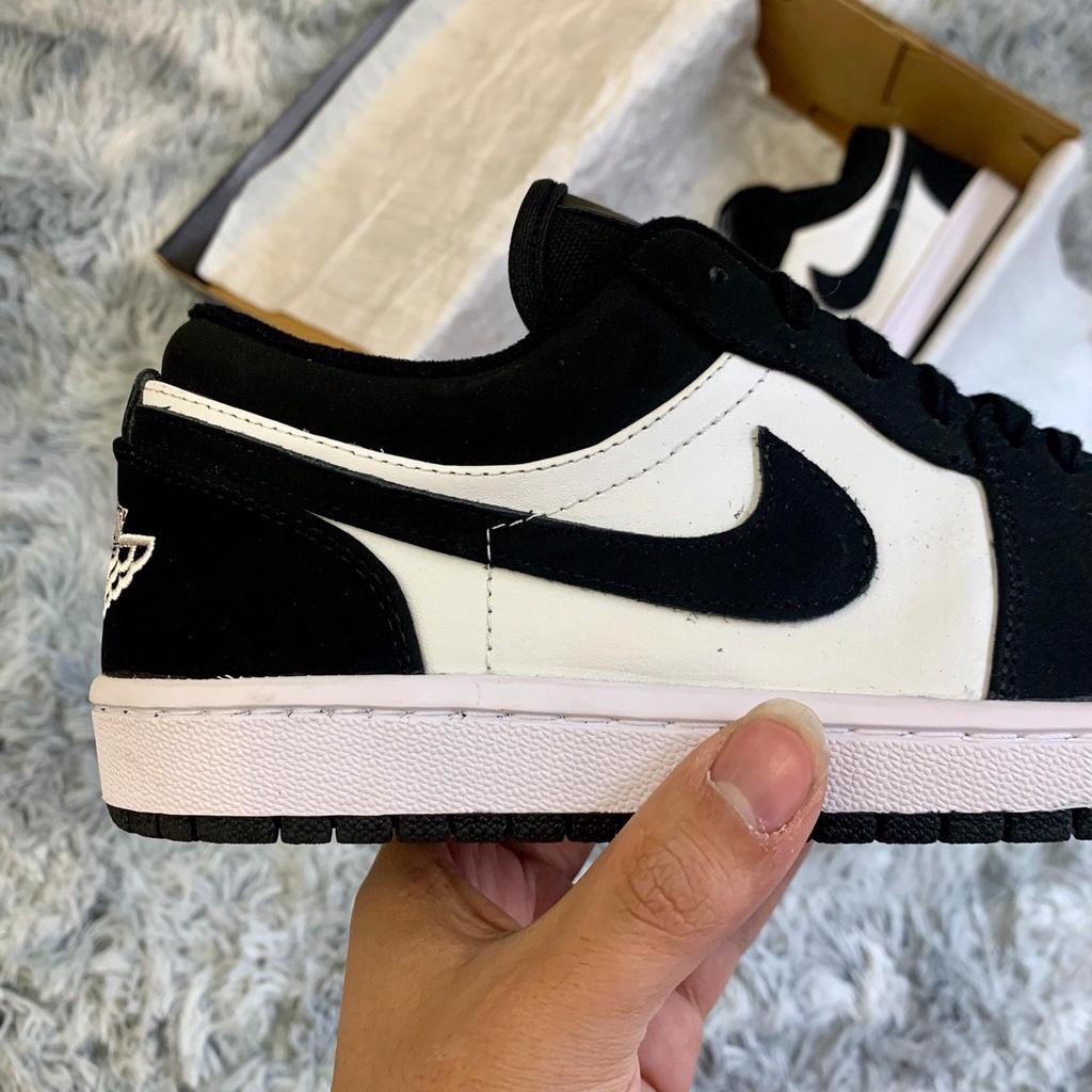 Giày thể thao jordan1 low panda, giày sneaker jd1 đen trắng cổ thấp hàng cao cấp full box bill