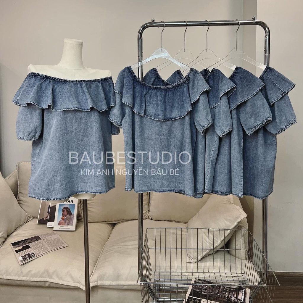 Áo bò trễ vai chun bèo cộc xinh