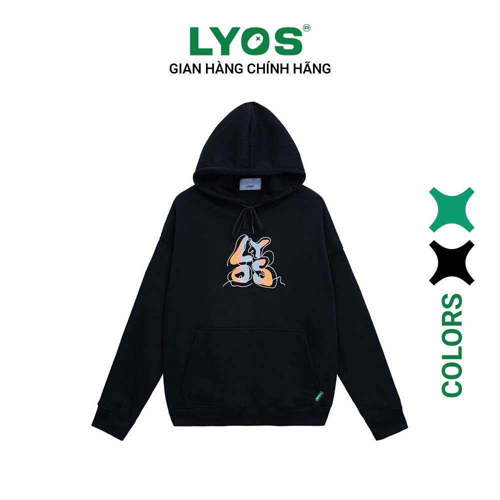 Áo Nỉ Hoodie LYOS Gradient Liquid Xanh/ Đen