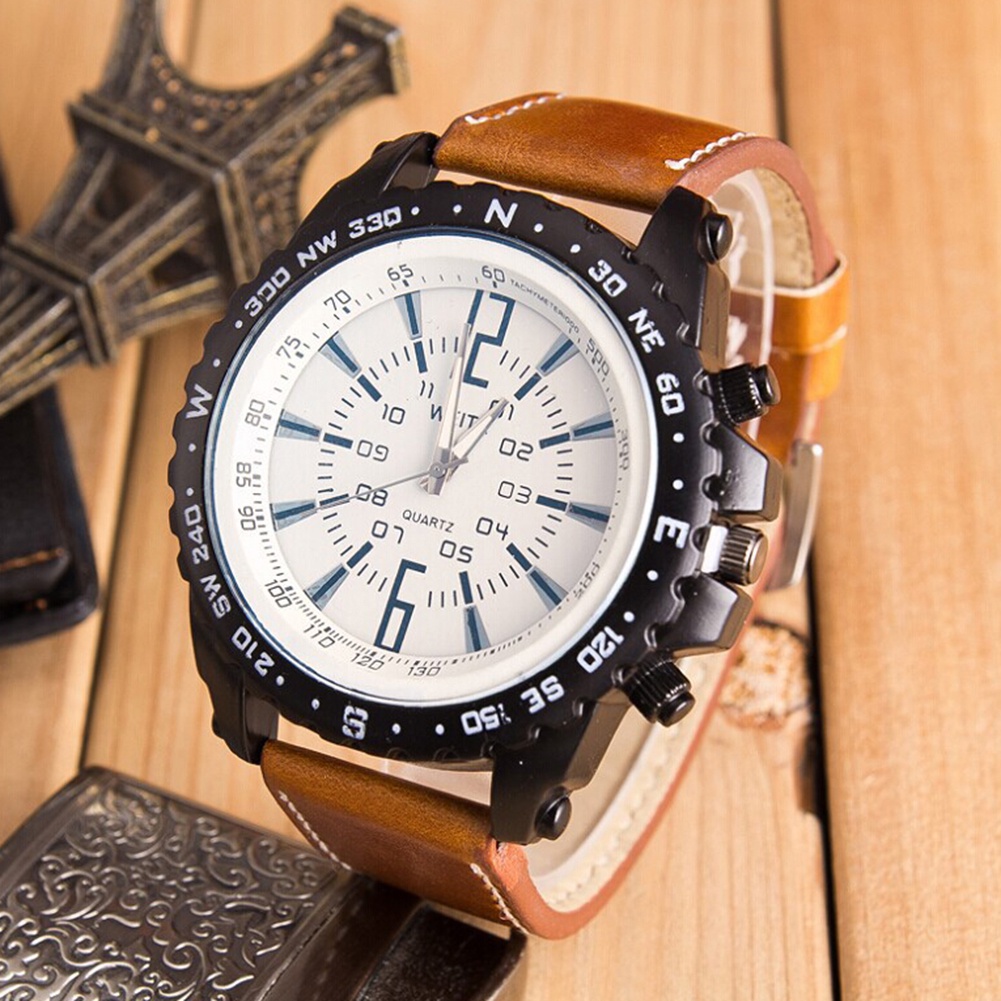 MACmk Men Business Casual Faux Leather Band Quartz Wrist Watch Fashion Wristwatch