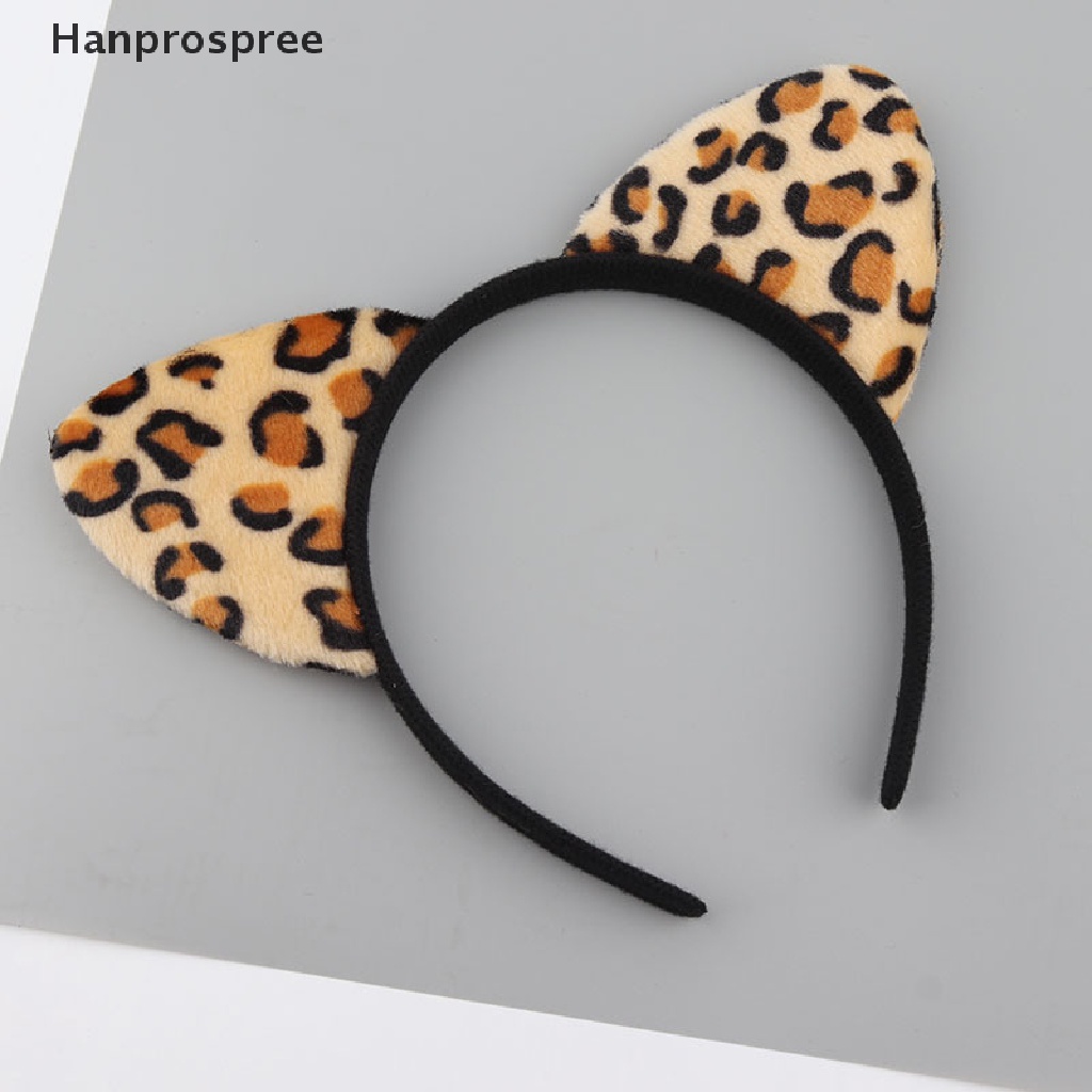 Băng Đô Cài Tóc Tai Mèo Phủ Lông Họa Tiết Da Báo / Hổ Dễ Thương Cho Bạn Gái