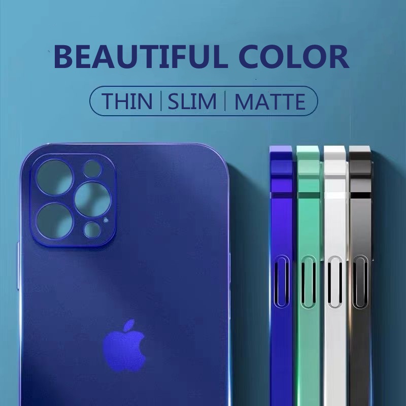 Ốp điện thoại silicon mạ mềm dáng vuông màu nhám chống sốc sang trọng cho Iphone 11 12 Pro Max Mini Xs Max Xr X 7 8Plus