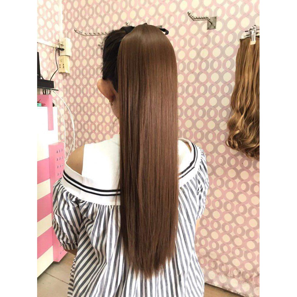 Tóc giả nữ cột đuôi CAO CẤP. Tóc thẳng dài nữ tính. Dài 45 cm, 55 cm, 65 cm chất lượng cao