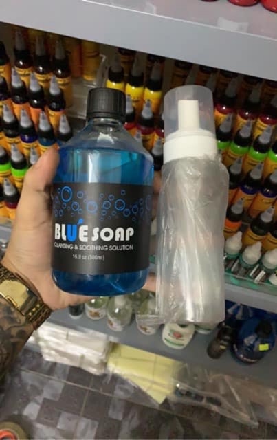 Dung dịch tạo bọt vệ sinh hình xăm bluesoap hàng có sẵn