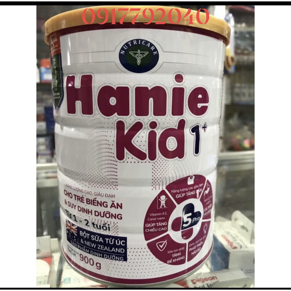 Sữa Hanie Kid 1+ và 2+ 900g date 2025 mẫu mới nhất