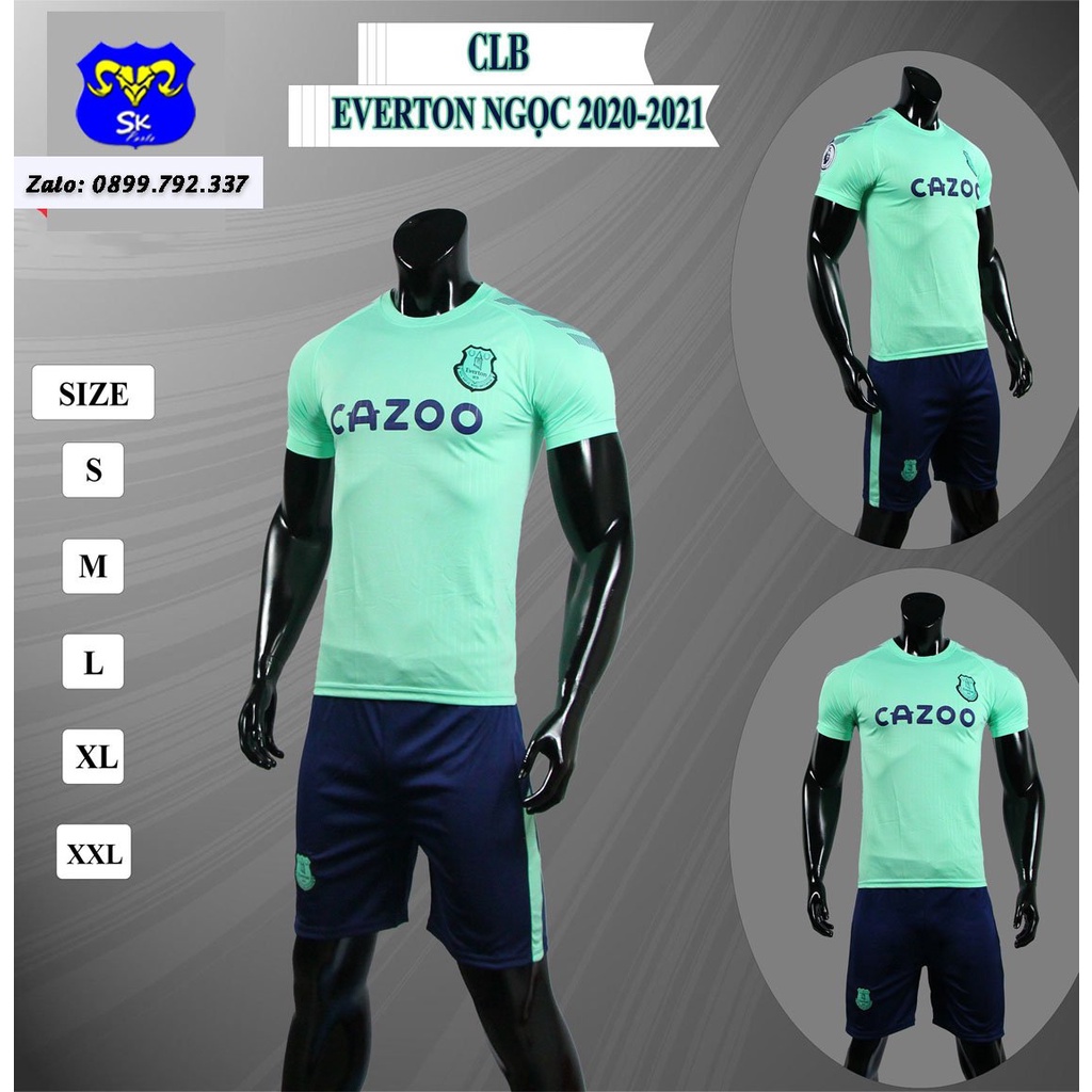 ÁO ĐẤU CLB EVERTON, ÁO ĐÁ BANH CHẤT THUN LẠNH CAO CẤP, CO DÃN 4 CHIỀU