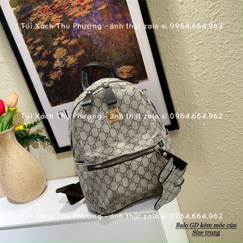 Balo đi học, đi chơi hoạ tiết chữ size 32 đựng vừa sách vở cho cả nam và nữ - tặng kèm móc treo cún (ảnh thật shop chụp)