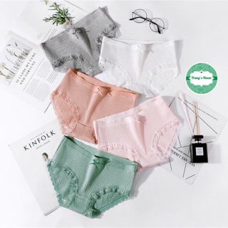 Quần lót cotton nữ tăm tre viền ren y tế thời trang sexy M04