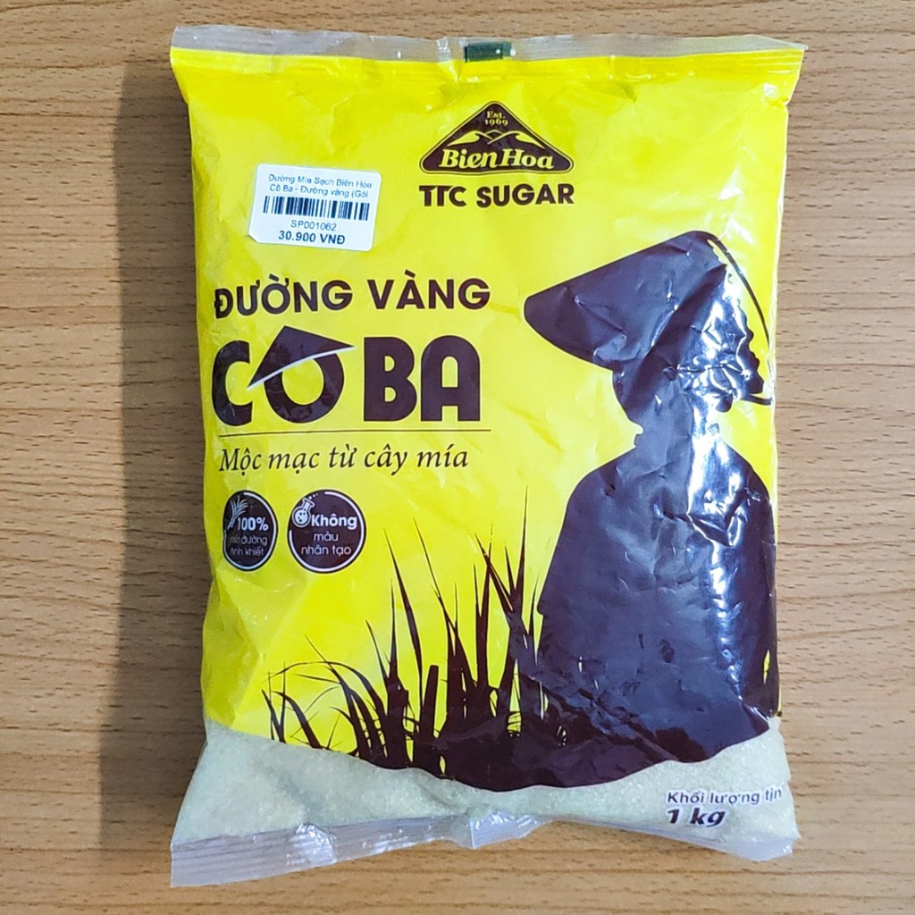 Đường vàng Cô Ba Biên Hòa gói 1kg - Mộc mạc từ cây mía