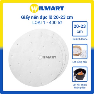 Giấy nến đục lỗ LOẠI 1 cho nồi chiên không dầu nướng bánh hấp bánh bao há cảo loại 20 23 cm - 400 tờ
