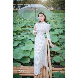 ÁO DÀI chấm bi cô ba kèm quần tự chọn màu