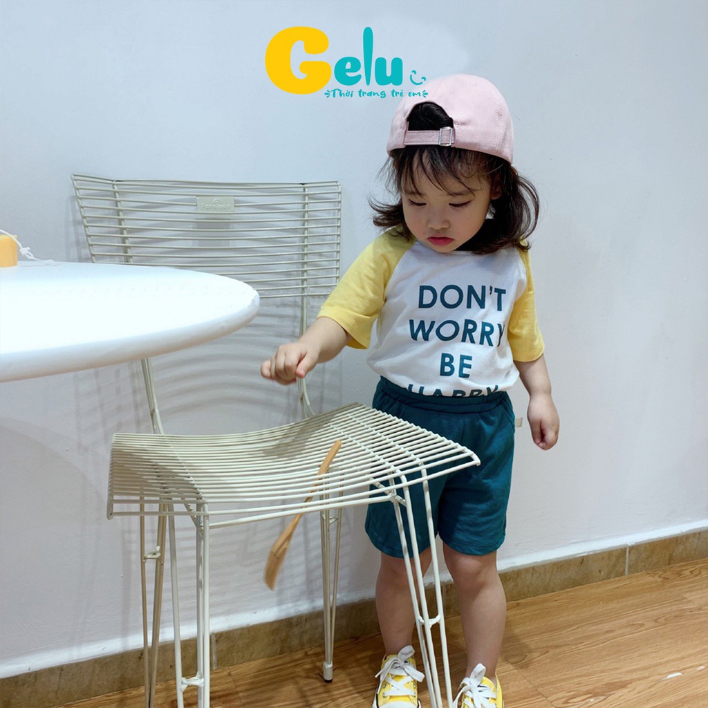 Bộ quần áo cộc tay cho bé trai bé gái chất cotton mềm thoáng mát phối màu thể thao - GELU SBU002