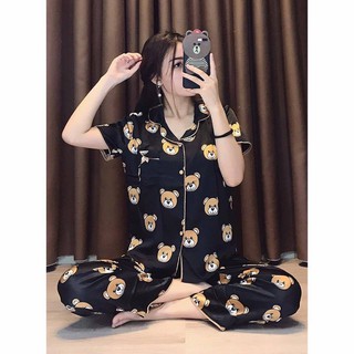 Bộ pijama lụa tay ngắn quần dài