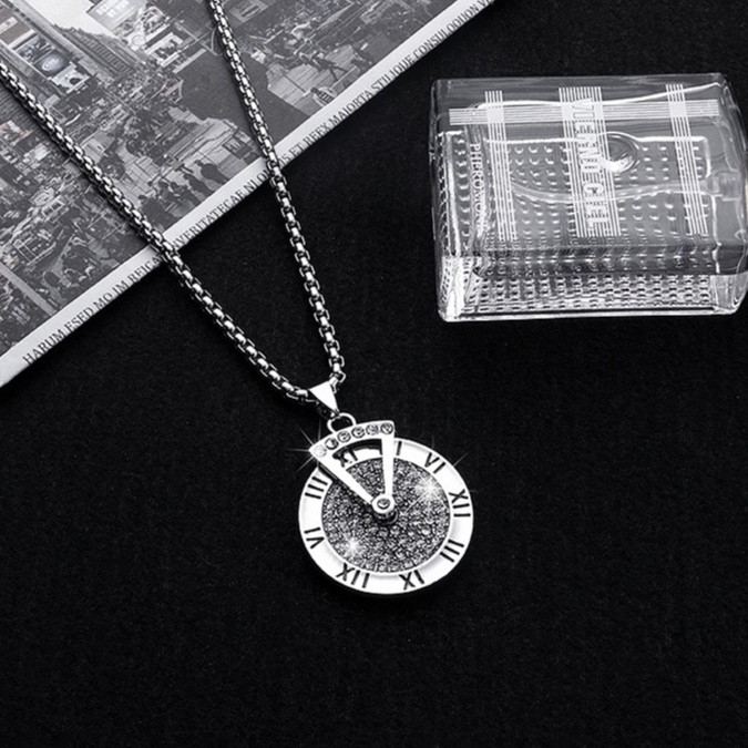 Vòng cổ nam dây chuyền nam nữ màu bạc unisex Loki Accessories Clock Chain Phụ kiện Titan không gỉ - Clock Chain