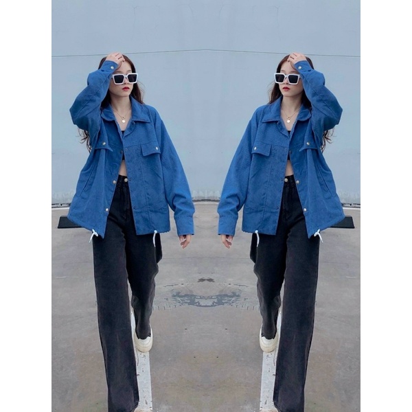 Áo sơmi, áo khoác nhung, áo sơmi nhung ma4577100 cúc bấm sumisu shop