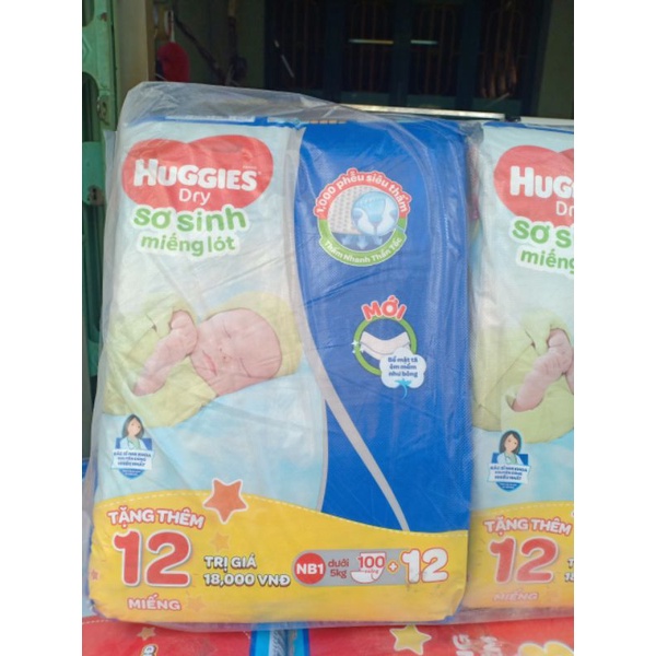 Miếng lót sơ sinh Huggies NB1 100 miếng + Tặng 12 Miếng