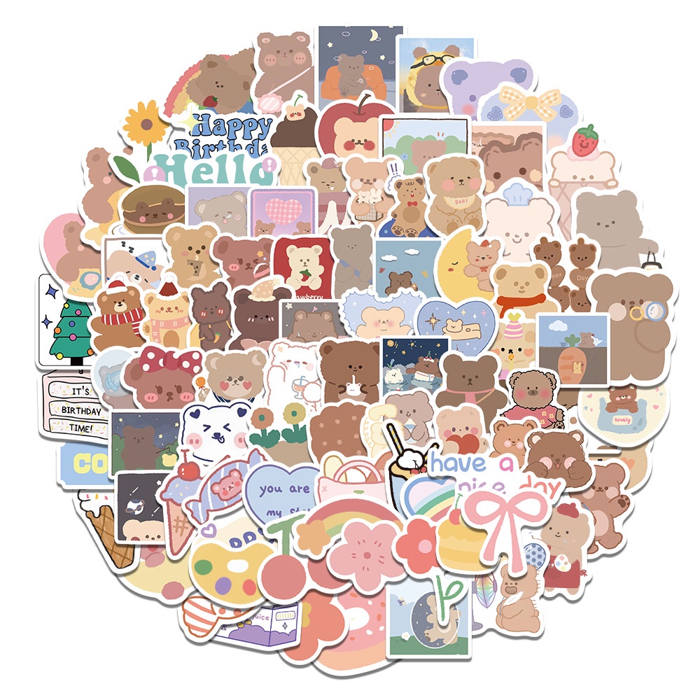 Sticker cute dán laptop chống nước, hình dán mũ bảo hiểm, điện thoại, vali sét 100 miếng