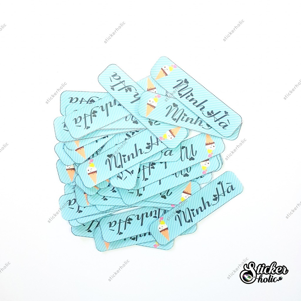 Set 10 Sticker ủi cho bé đi học CHỮ NHẬT - hình ủi - decal ủi tên bé - in theo yêu cầu