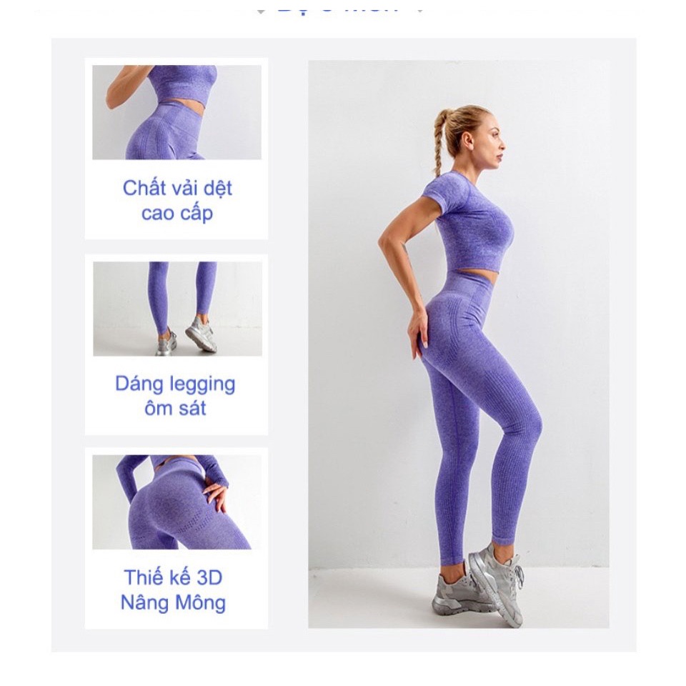 Bộ quần áo tập gym yoga nữ chất dệt kim thoáng mát co dãn 4 chiều nâng mông đồ tập gymyoga nữ tôndáng(D09/D20)