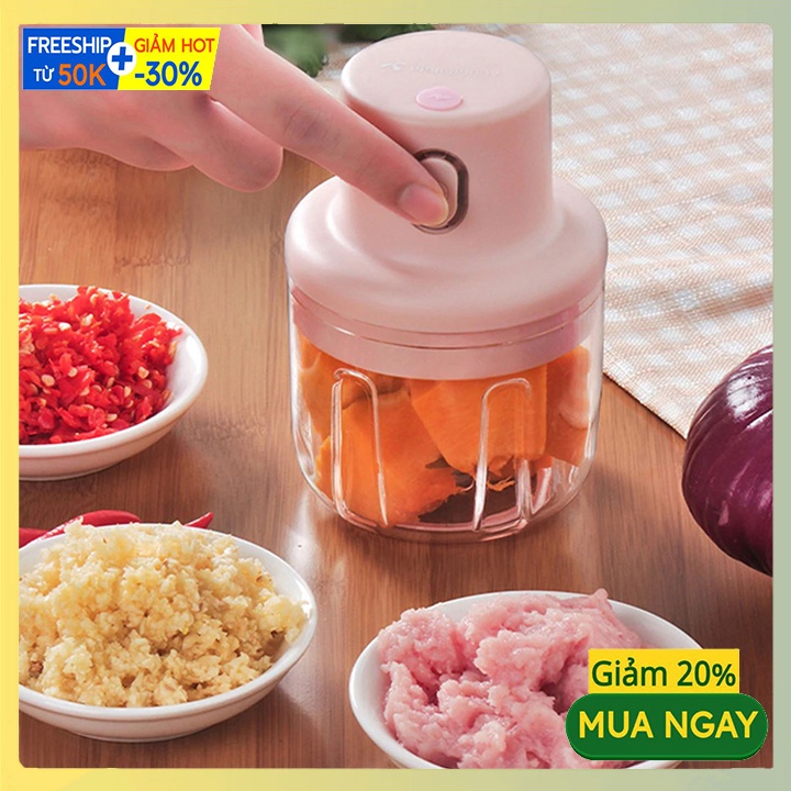 Máy xay thịt mini bằng điện sạc pin, Xay tỏi ớt không dây
