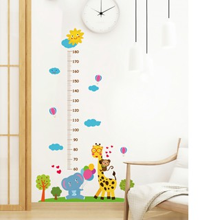 decal dán tường thước đo voi xanh
