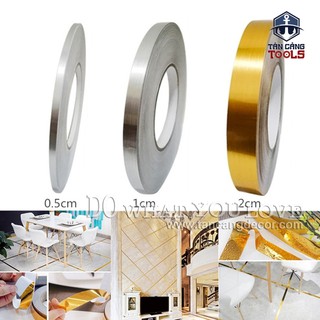 Chỉ Dán Viền Gạch Trang Trí Bản 2 Cm Màu Bạc / Màu Vàng Bóng