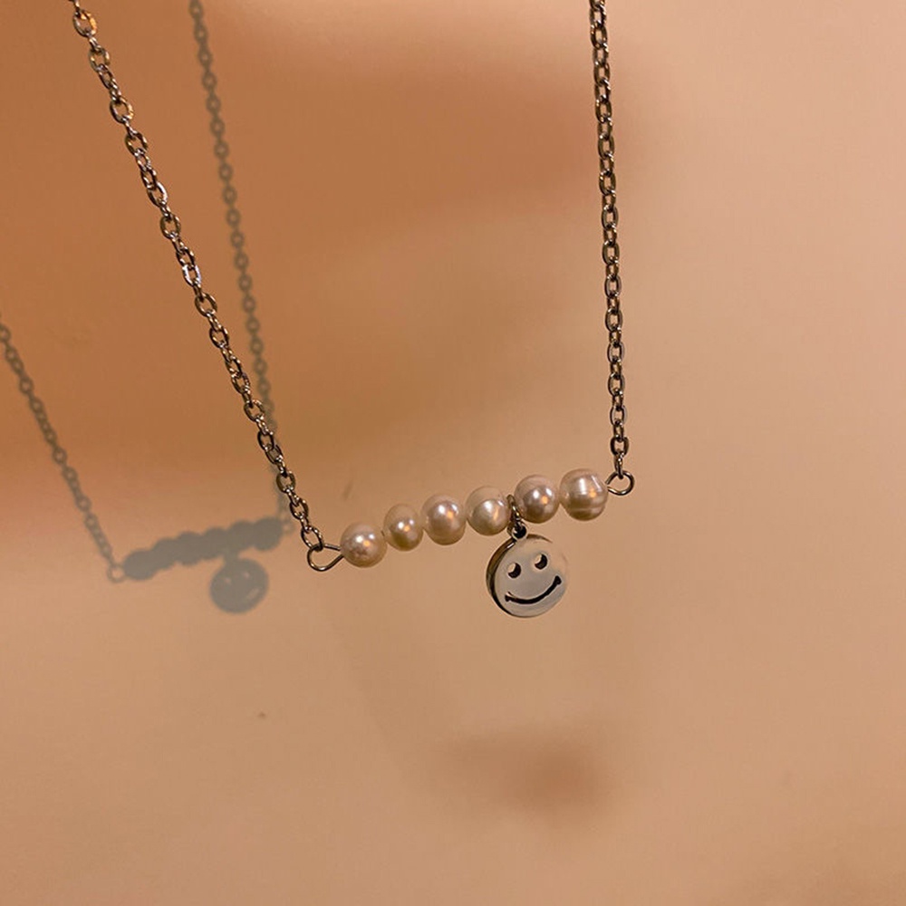 Vòng cổ Choker 40 + 6cm Mặt Cười Đính Ngọc Trai Phong Cách Hàn Quốc Thời Trang Cho Nữ