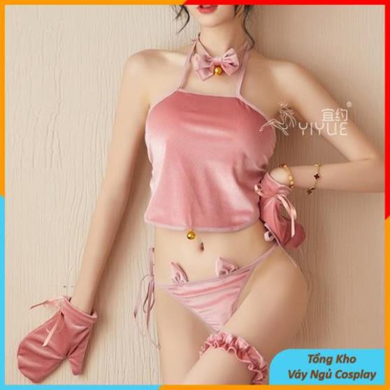 Cosplay Mèo Nhung Sexy Gồm Áo Yếm Ngủ Quần Lọt Khe Và Phụ Kiện Bộ Đồ Ngủ Hóa Trang Miêu Nữ Mèo 180 | BigBuy360 - bigbuy360.vn