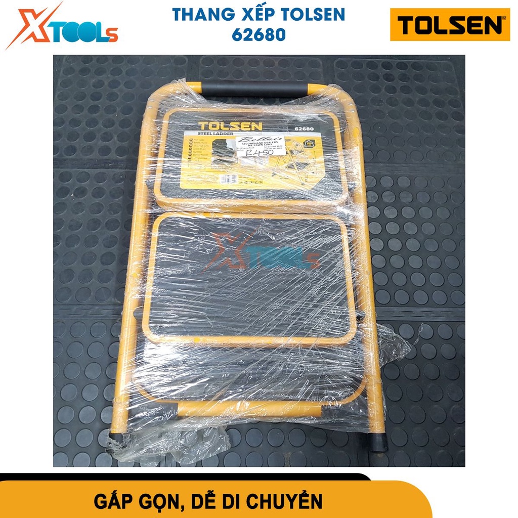 Thang nhôm xếp Tolsen, thang ghế xếp gọn chất liệu thang hợp kim thép cao cấp, tải trọng 90kg-150kg [CHÍNH HÃNG][XTOOLS]