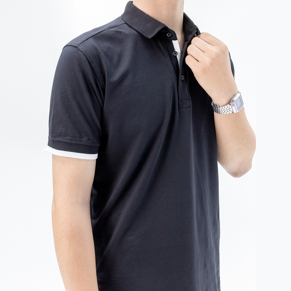 Áo Polo nam cổ bẻ phối UCO vải cotton cá sấu cao cấp, chuẩn form, sang trọng lịch sự màu đen, trắng ATS0318 - 𝗘𝗠𝗦𝗣𝗢