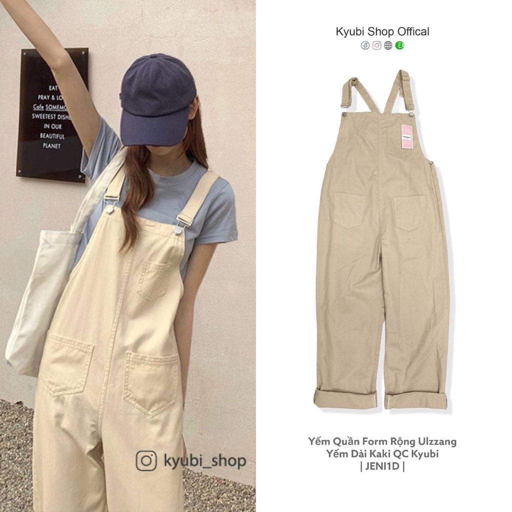 Quần yếm dài Ulzzang ống baggy JENI có túi trước sau [2 Màu - Có Size] - Yếm quần Kyubi JENI1D