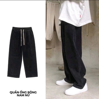 Quần Ống Rộng Baggy Kaki Nhung Tăm Ulzzang Unisex Nam Nữ 5 Màu Siêu Hot Trend