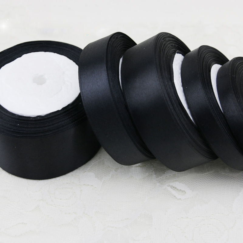Cuộn Dây Ruy Băng Màu Đen 22m Tùy Chọn Độ Rộng Trang Trí Đa Năng