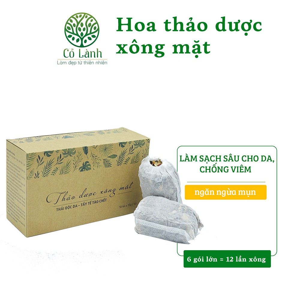 Hoa thảo dược xông mặt Cỏ Lành  -  6 gói lớn dùng cho da mặt làm sạch sâu cho da, ngừa mụn